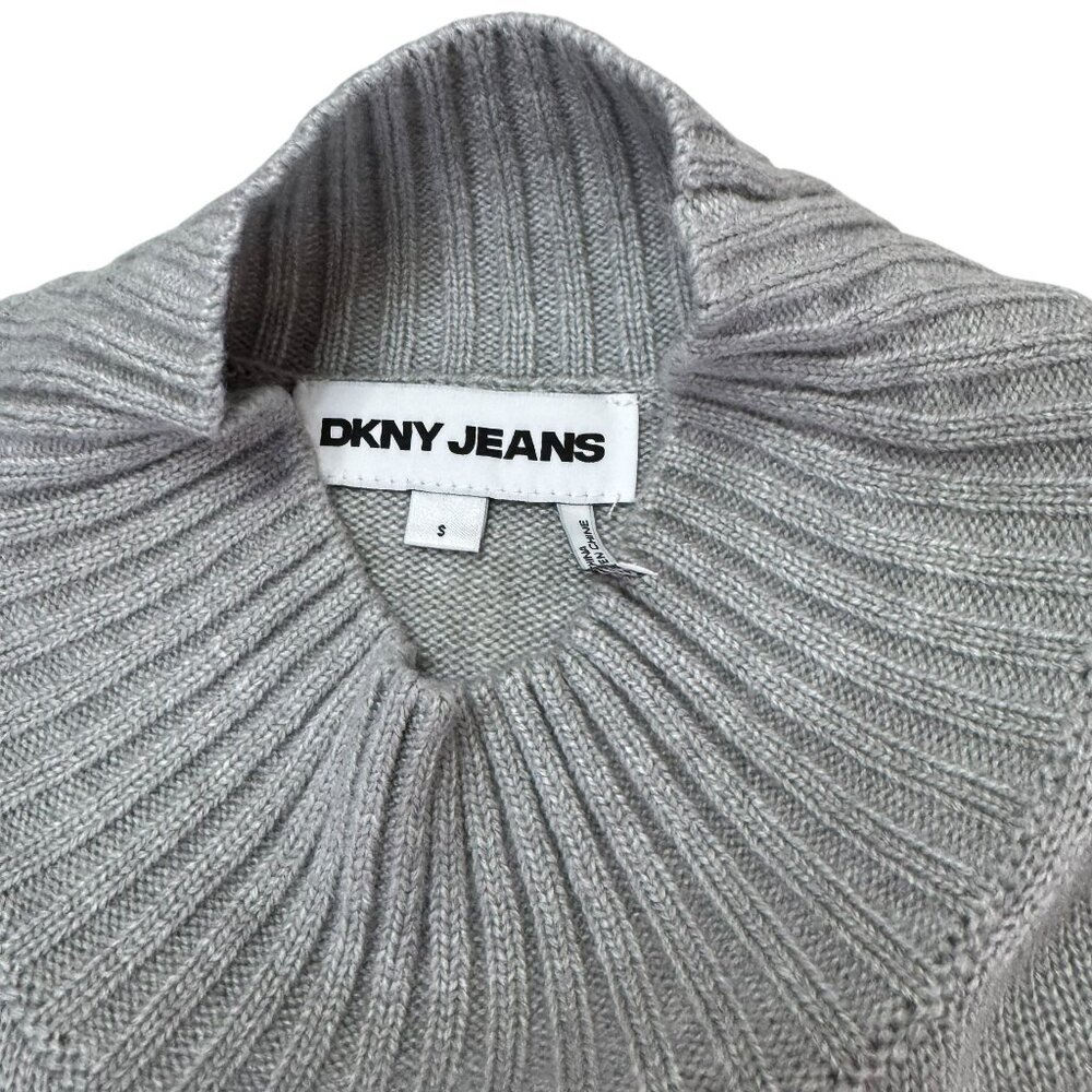 DKNY Jeans “New York” Gray Mock Neck Sweater Women’s Size S NWT | Cozy Pullover - Picture 7 of 8